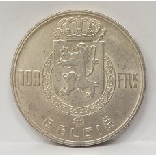 BELGIUM 1948 . ONE HUNDRED FRANCS COIN . DUTCH LEGEND . KING LEOPOLD III